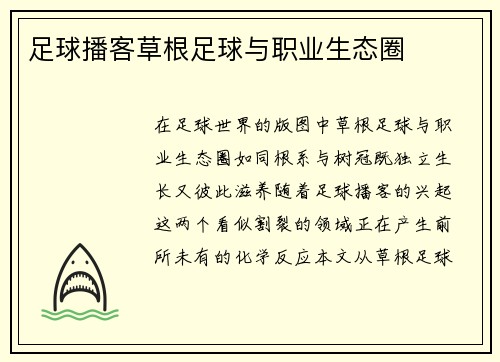 足球播客草根足球与职业生态圈